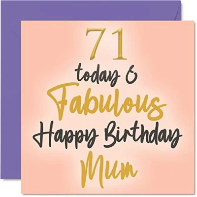 Imagen de Fabulosas tarjetas de cumpleaños número 71 para mamá, Today &amp; Fabulous, tarjeta feliz mamá parte hija, hijo, regalos madre, 145 mm x mm, bonitas