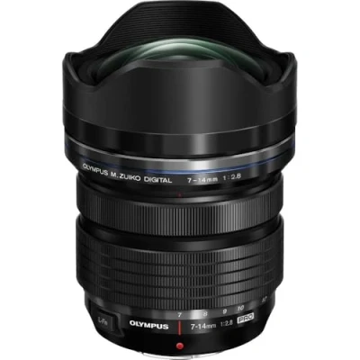 Imagen de Olympus Objetivo M.Zuiko Digital ED 7 14 mm F2.8 Pro, Zoom Gran Angular, Apto para Todas Las cámaras MFT (Modelos OM D &amp; Pen, Serie G de Panasonic), Negro