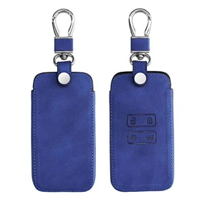 Imagen de kwmobile Funda Compatible con Renault Llave de Coche Smart Key 4 Botones (Solo Keyless Go) Carcasa Piel sintética Protector para Mando en Azul Oscuro