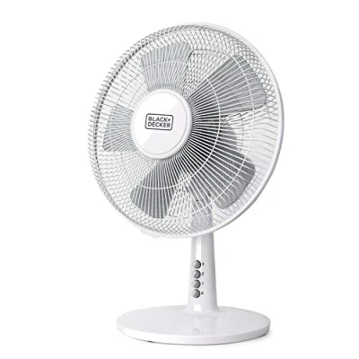 Imagen de Black+Decker bxefd40e; ventilador de sobremesa; sistema oscilación/inclinación ajustable. 5 aspas. 3 velocidades regulables; base redonda antideslizamiento; asa transporte.silencioso. 40 w