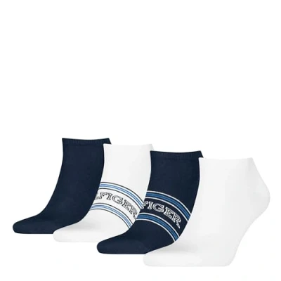 Imagen de Tommy Hilfiger MEN Sneaker Giftbox 4 PACK Calcetines, Hombre, Talla: 39 42, White/navy