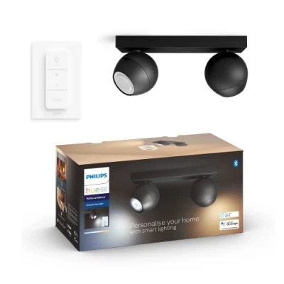 Imagen de Philips Hue Lámpara Inteligente, Buckram, Barra LED Luz Blanca de Cálida a Frí&quot;a, Compatible con Alexa y Google Home, Color Negro