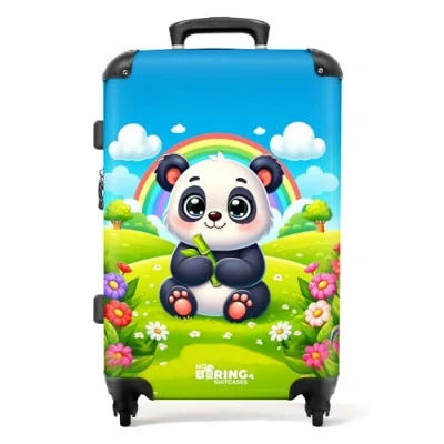 Imagen de NoBoringSuitcases.com Maleta Infantil, Niño, Niños con Ruedas, Mediana, Maletas Grande, Suitcase Large, de Viaje Grandes 23 Kilos (67 cm 72 L), (Panda Multicolor)