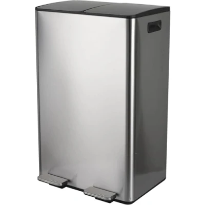 Imagen de Spirella CUBO BASURA DE 60L PARA RECICLAJE CON PEDAL RETRACTIL MODELO ALIYA EN ACERO SATINADA 2 X 30L. CAIDA AMORTIGUADA Y CUBOS INTERIORES 30L