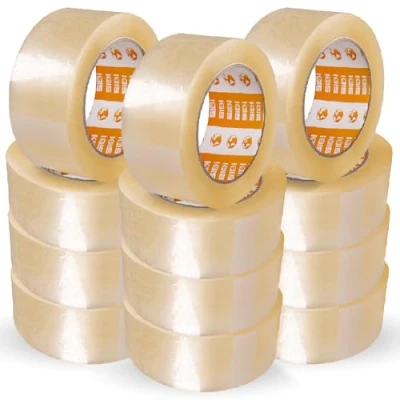 Imagen de Cinta Embalar, Adhesiva Transparente, Precinto de Embalar Cajas Mudanza y Envío, Embalaje Transparente Ancha 36 mm x 66 m SIDI (12 uds)
