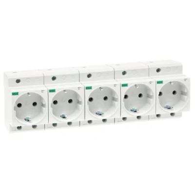 Imagen de RSE Base para enchufes de 230 V/16 A, carril DIN, armario contadores, caja distribución, 5 unidades