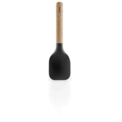 Imagen de Eva Solo Utensilio de cocina nórdico para servir Agitador y raspador masa combinados Cómodo mango roble Diseño funcionalidad daneses Negro