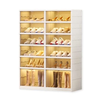 Imagen de MAGIC SELECT Zapatero Modular Plegable con Puerta Transparente, Armario para Zapatos. Organizador de Calzado Sin Instalación Resistente al Polvo. (6 Modulos Dobles 24 Pares)