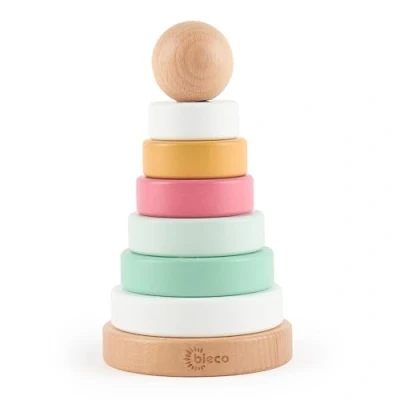 Imagen de Bieco Torre apilable Baby Berry madera sostenible FSC® 19 cm juego de ranuras a partir 1 año apilamiento anillos para bebé bebés