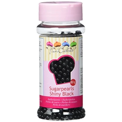 Imagen de FunCakes Perlas de Azúcar 4mm Negro Brillante: Sprinkles para Tartas, Gran Sabor, Perfecto Decorar Cientos y Miles Sprinkles. 80 g
