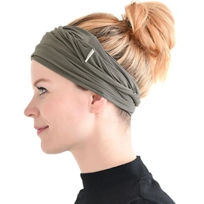 Imagen de CHARM Hombre Elástico Bandana Cinta para El Pelo Venda Japonés Largo Cabello Rastas Cabeza Envolver Carbón Gris