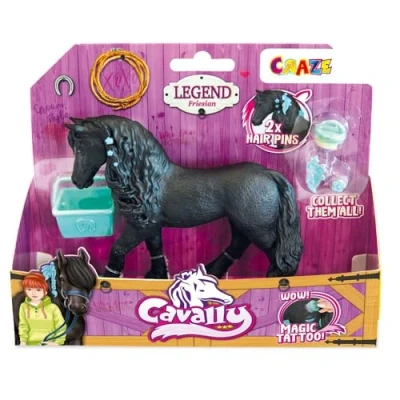 Imagen de Cavally Caballo de Juguete Modelo Legend, con Accesorios y Efectos Especiales, Raza Frisón
