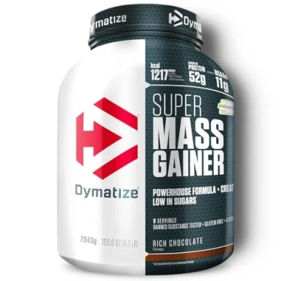 Imagen de Dymatize Super Mass Gainer Rich Chocolate 2943g Polvo Para Ganar Peso + Carbohidratos, Creapure Creatina, BCAA y Caseína