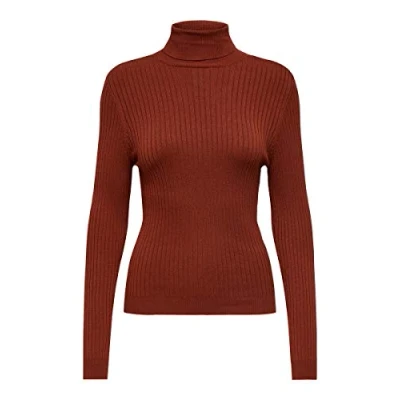 Imagen de ONLY Onlkarol L/S Knt Noos Jersey de Cuello Alto Suéter, Burnt Henna, S para Mujer