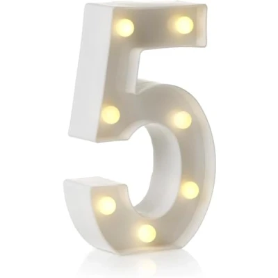 Imagen de Letrero de luz LED con letras y números del alfabeto para decoración hogar, fiesta cumpleaños, eventos, luces nocturnas, 22 cm (5)