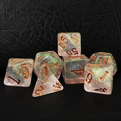 Imagen de Bescon Shimmery Dice Set Bronze Golden, RPG 7 in Brick Box Packing