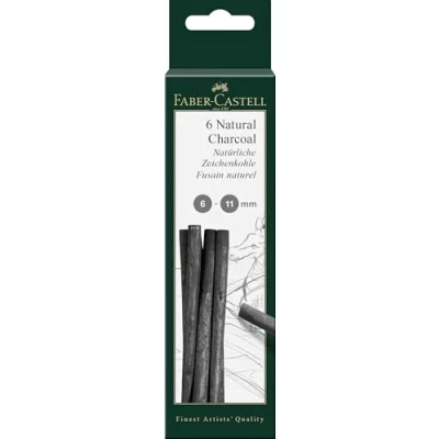 Imagen de Faber Castell 129398 Carboncillo para dibujo Pitt natural, 6 piezas, 11 mm