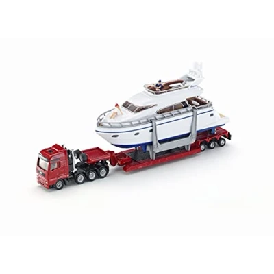 Imagen de siku 1849 Transportador de carga pesada con yate, Neumáticos goma, 1:87, Metal/Plástico, Multicolor