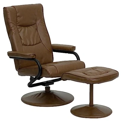 Imagen de Flash Furniture Sillón reclinable y otomano contemporáneo Rachel con múltiples Posiciones Base Envuelta en Piel Palimino Soft