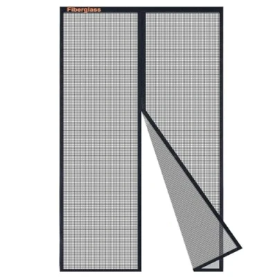 Imagen de Risareyi Mosquitera Puerta Magnética 65x210cm en Fibra de Vidrio, Negro Cortina Exterior con Imanes, Transpirables, Antimosquitos, para Balcon Patio Corredera