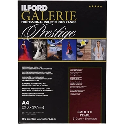 Imagen de Ilford Galerie Prestige Smooth Pearl 310g Pack de 100 Hojas Papel A4, Color Blanco