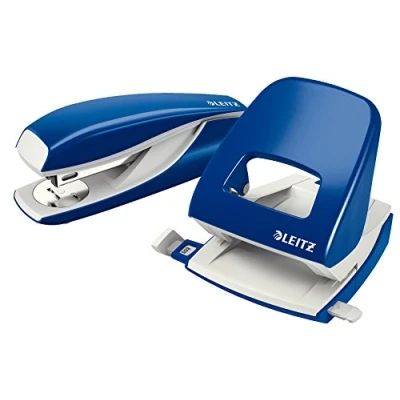 Imagen de Leitz 50950035 Juego de oficina, incluye perforadora NeXXt 5008 y grapadora 5002, color azul