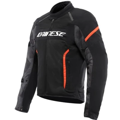 Imagen de Dainese Air Frame 3 Tex Jacket, Chaqueta de Moto Verano, con Forro Cortavientos, Hombre, Negro/Negro/Rojo Fluo, 64