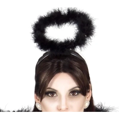 Imagen de Fiestas GUIRCA Diadema Ángel Plumas Negra (Talla Única) Accesorio de Disfraz para Navidad, Halloween, Religiosas y Temáticas Ideal Adultos Negro