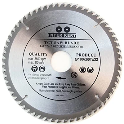 Imagen de Hoja de sierra circular 180 x 32 mm (con 30; 28; 25,4 y 22 mm) con 60 dientes TCT inclinados para madera