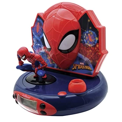 Imagen de Lexibook, Spider Man, Reloj Despertador con proyector para niños, Luz Nocturna y proyección de la Hora en el Techo, Efectos Sonido, Funciona Pilas, Rojo, RP500SP