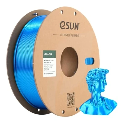 Imagen de eSUN Filamento PLA Seda 1.75mm, Sedoso Brillante Impresora 3D PLA, Precisión Dimensional +/ 0.05mm, 1KG Carrete (2.2 LBS) para de Impresión 3D, Azul Claro