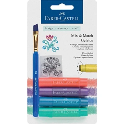 Imagen de Faber Castell 121806 Blíster con 4 gelatos, pincel y sello, metálico surtido