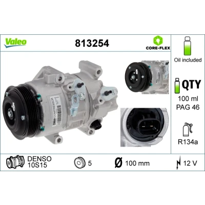 Imagen de VALEO 813254 compresor de Aire Acondicionado 10S15 12 PAG 46 R 134 a con aceite TOYOTA: Avensis II Berlina, Hatchback
