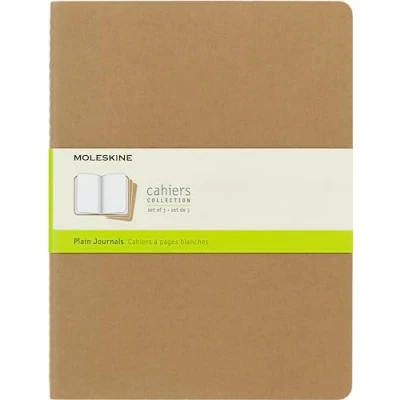 Imagen de Moleskine Cahier Journal, Set de 3 Cuadernos con Páginas Blancas, Cubierta Cartón, Tamaño Extra Grande 19 x 25 cm, Color Kraft Marrón, 120