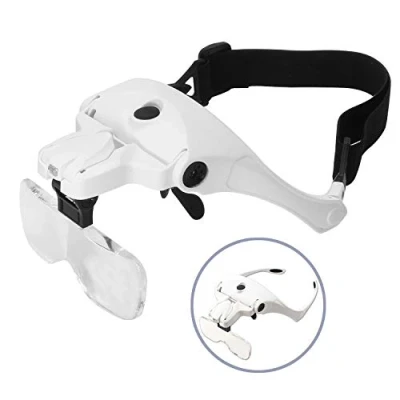 Imagen de Bysameyee Lupa con Luz para Trabajar de Cerca, Visor Recargable Iluminado Montado en Cabeza 2 LED Joyero y Diadema Intercambiable Lectura, Trabajo Joyería, Reparación Relojes