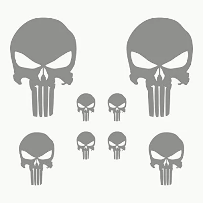 Imagen de Autodomy Pegatinas Calavera Pack 8 Unidades para Coche o Moto (Plata)