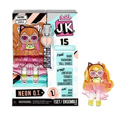Imagen de LOL Surprise JK Mini Muñeca de Moda 15 Sorpresas, Ropa y Accesorios Coleccionable Neon QT.