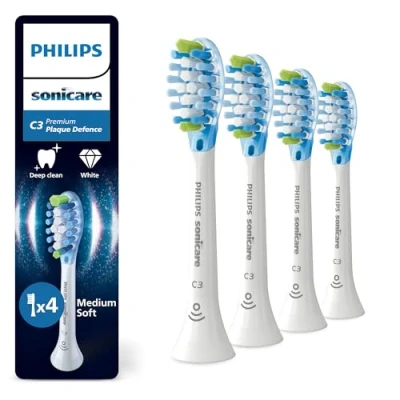 Imagen de Philips Sonicare C3 Premium Plaque Defence, cabezales de cepillo dental repuesto originales, blanco, paquete 4, HX9044/87