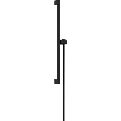 Imagen de hansgrohe Unica S Puro, barra de ducha, ducha pared 65cm con flexo Isiflex 160cm y Easy Slide soporte negro mate