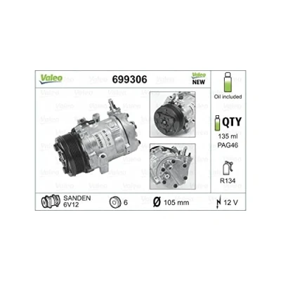 Imagen de VALEO NEW ORIGINAL PART 699306 compresor de Aire Acondicionado SD6V12 12 PAG 46 R 134 a con aceite OPEL: Astra G Berlina, CC