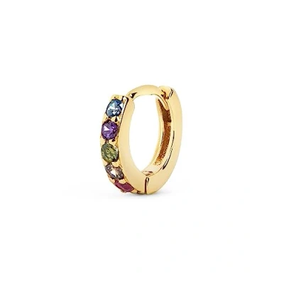 Imagen de SINGULARU Pendiente Suelto Aro Cleo M Colors. Plata de Ley 925 con Acabado Baño Oro 18 Kt. Cierre Congo. Joyas para Mujer
