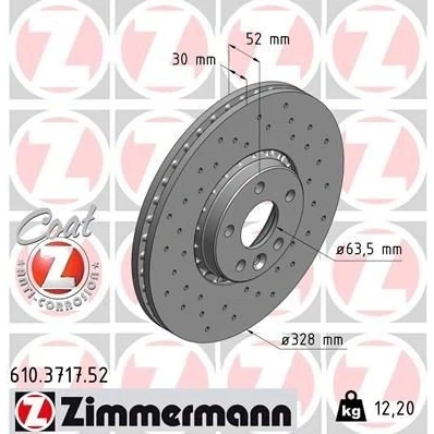 Imagen de ZIMMERMANN SPORT COAT Z 610.3717.52 Disco de freno 328 30 6/5 5 108 ventilación externa, perforado revestido VOLVO: XC60 I