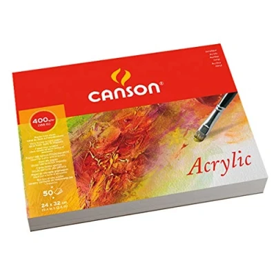 Imagen de Canson Acrylic, Bloc Encolado, 24x32 cm, 50 Hojas, Grano Fino 400g