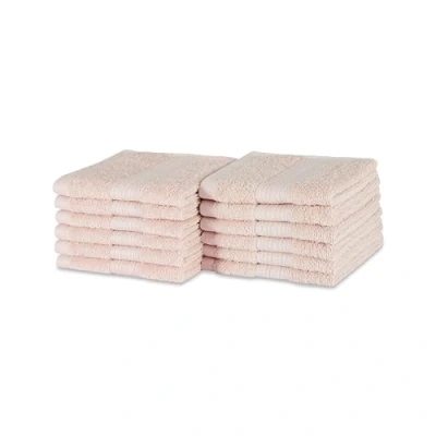 Imagen de Amazon Basics Toallita faciales de algodón orgánico Resistente a la decoloración, Paquete 12, 30 x cm,Rosa Rubor