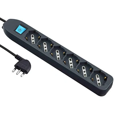 Imagen de Electraline 62074 Sobretensiones Con Cable, 1,5 Mt, 6 Tomas Universal, Negro