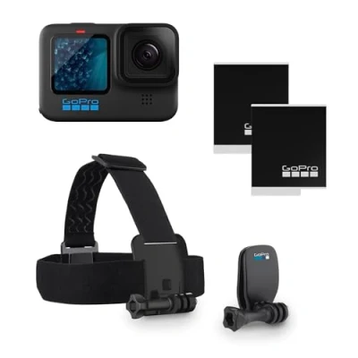 Imagen de GoPro Paquete HERO11 Negro: Incluye cámara Negro, Correa para la Cabeza + QuickClip y batería Enduro (2 en Total)