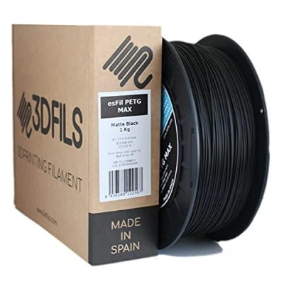 Imagen de 3DFILS Filamento PETG Negro Mate para impresión 3D (1,75 mm / 1 Kg, Mate)
