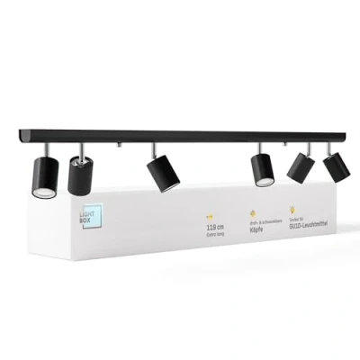 Imagen de Lightbox lámpara de techo LED con 6 focos, foco focos orientables, para salón, cocina o dormitorio (interior) x casquillo GU10 metal en negro