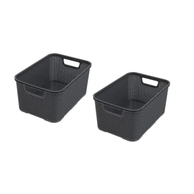 Imagen de BranQ Home essential Van Well Juego de cestas (3 Unidades, tamaño L, 19 L), Polipropileno, Antracita, 38x27,8x18,5 cm (LxBxH)