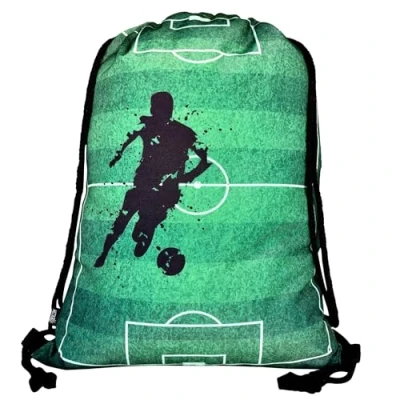 Imagen de HECKBO Mochila niñas y niños con dibujos de fútbol se puede lavar a máquina 40x32 cm para el la escuela, hacer deporte mochila, zapatillero, bolso, bolsa